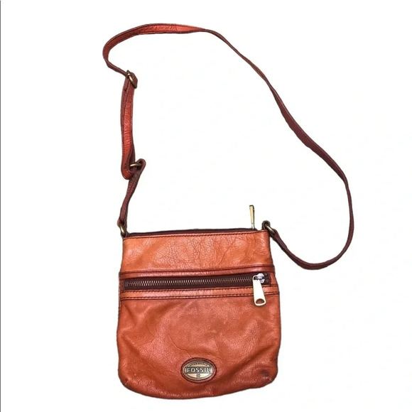 FOSSIL LIGHT BROWN LEATHER CROSSBODY BAG - Picture 1 of 7